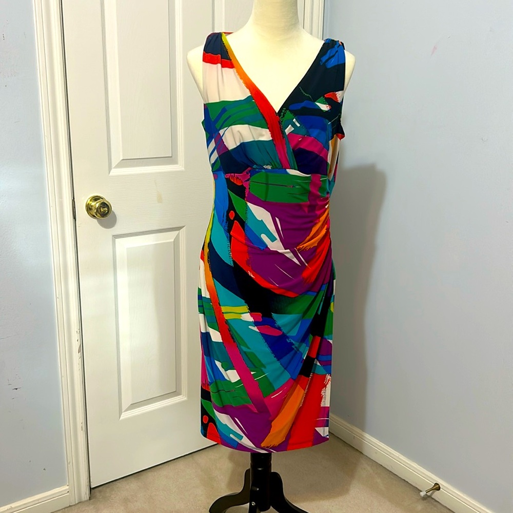 Ralph Lauren multicolored v-neck faux wrap dress